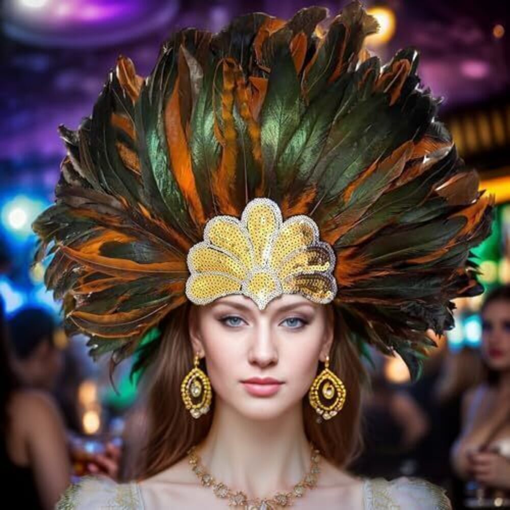 4820 Feather Headpiece Feather Masquerade Masks Carnival Headpiece Costume